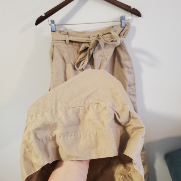 Banana Republic Blake crop khaki trousers size 6 petite linen blend lightweight - Picture 4 of 12